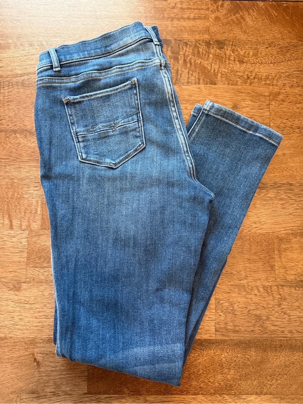 New York & Company SoHo Medium Wash Skinny Legging Front Distressed Denim